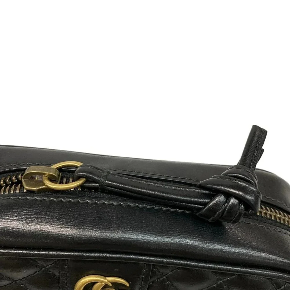 GUCCI GG Marmont/Sherry 536441 Black Green Red Leather Canvas Shoulder Bag - Picture 7 of 14